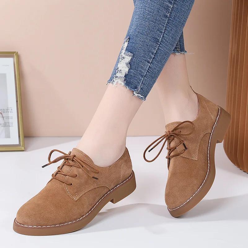Vintage  Spring/Autumn Women'S Shoes British Style Single Shoe Small Leather Shoes With Lace-Up Casual Shoes