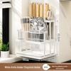 Wall-Mounted Multifunctional Kitchen Knife & Cutlery Holder with Drainer