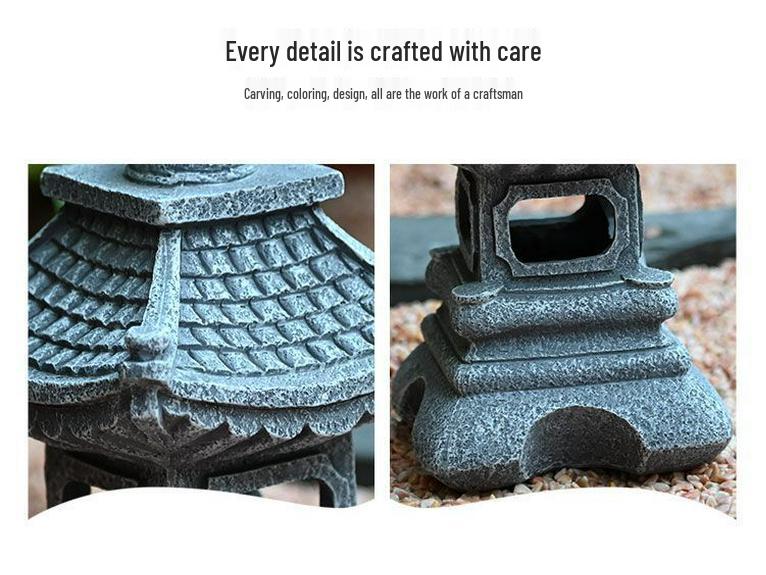 Antique Solar Garden Pagoda Lantern – Chinese Stone-Style Outdoor Decor