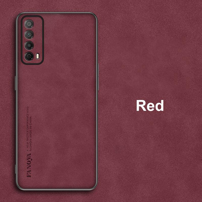 

Розкішний шкіряний чохол PU для Huawei Y7A P Smart 2021 Задня кришка Бізнес Матовий силіконовий протиударний чохол для телефону з повним захистом For P Smart 2021 червоний