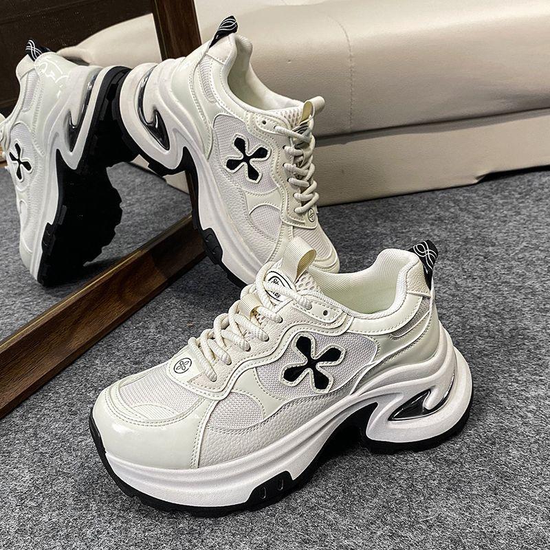 

New cross flower platform dad shoes women s height increase and thinness sports casual white shoes casual sports shoes 40