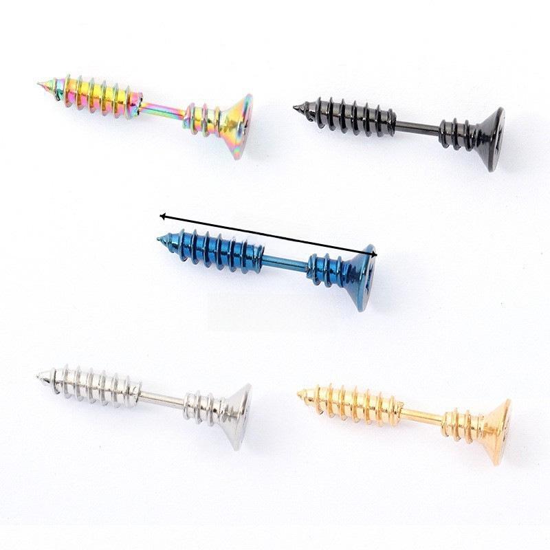 Unisex Trendige Edelstahl-Schraubohrringe - Punk-Stil Ohrclips für Schüler