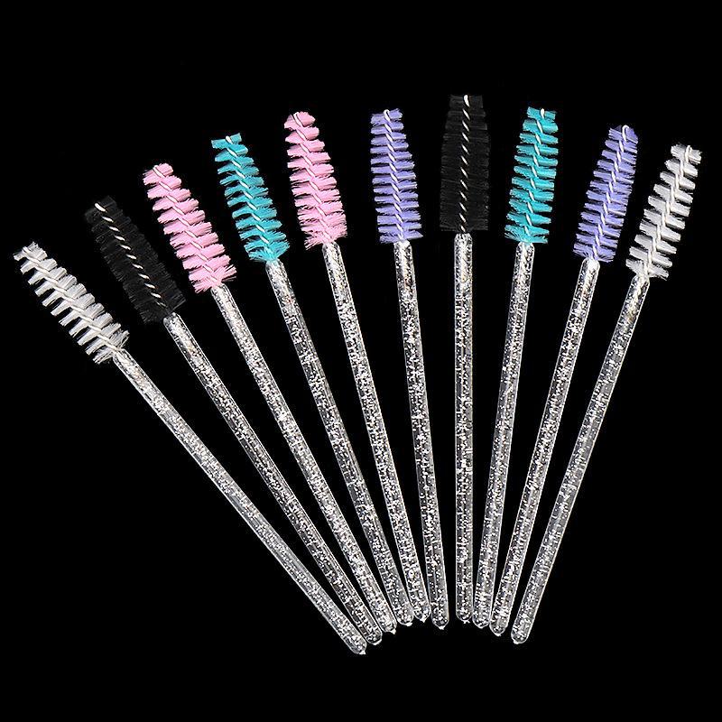 Crystal Spiral Disposable Eyelash & Eyebrow Brushes, 50-Pack – Convenient Nylon Beauty Tool.