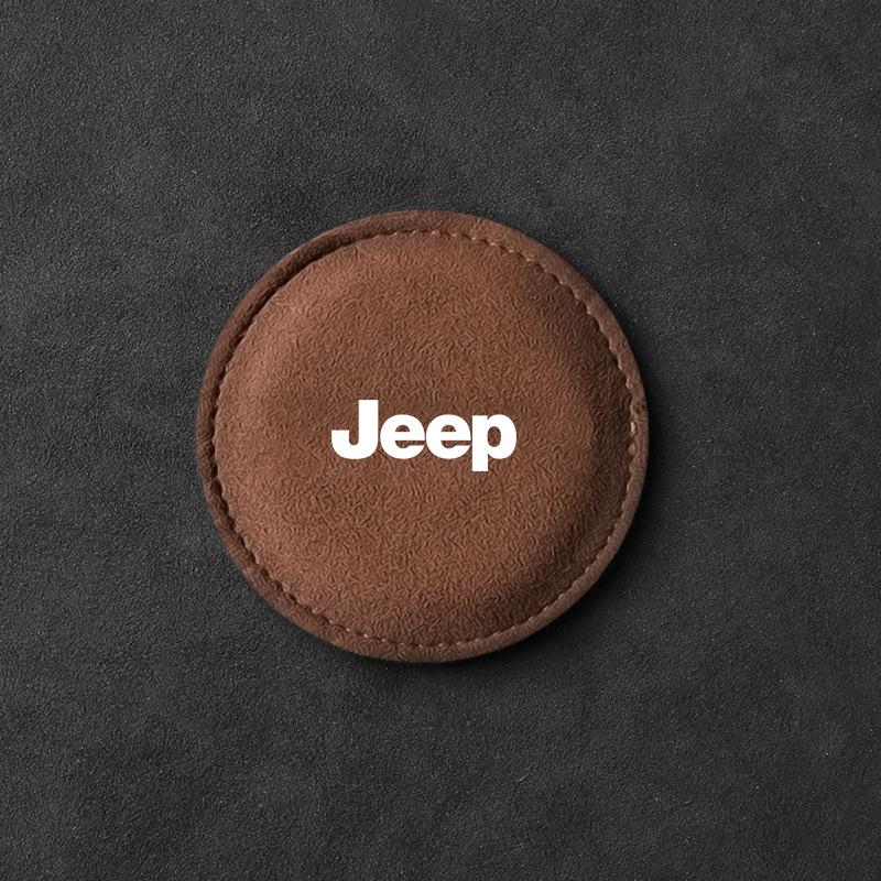

Car Cup Holder Pad PU Leather Slot Non-slip Coaster Mat for Jeep Grand Cherokee Xj Wk2 Wj Wrangler Jl Compass Commander Car Accessories 1pcs коричневий