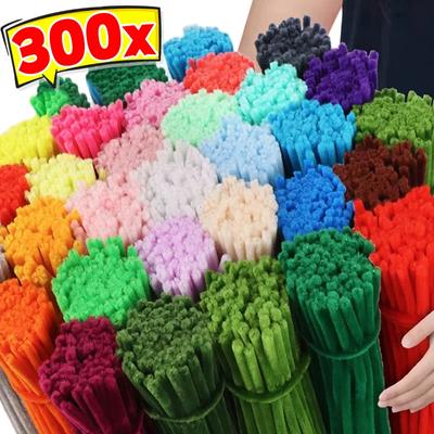 300/10 Stück bunte Chenille-Stiele, Pfeifenreiniger, DIY-Plüsch-Lametta-Stiel, verdrahteter Twist-Stick, Haarstreifen, Kinder, handgefertigtes Lernspielzeug