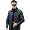 Middle-aged and Elderly Men's Genuine Leather Jackets, Middle-aged and Casual Thickened Fur Integrated Lapel Thickened Jackets for Winter
