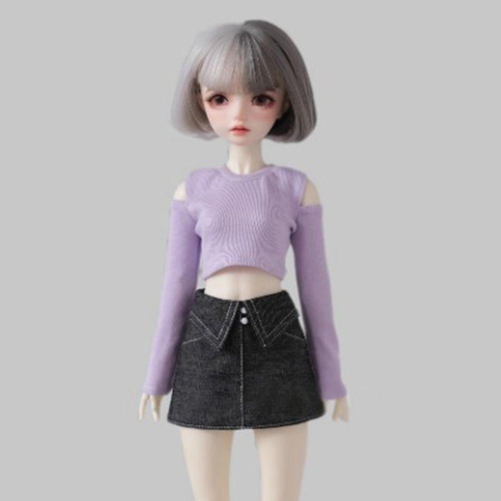 Fashion Off Shoulder Top T-shirt Mini Princess Skirt Clothes for 1/4 BJD 45cm Dolls
