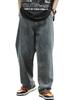 [eternal Cycle] Eternal Cycle Wide Denim Jeans - Men's Denim Pants, Loose Fit, Wide Leg, Baggy Pants, Casual EC-004 (L, Gray)