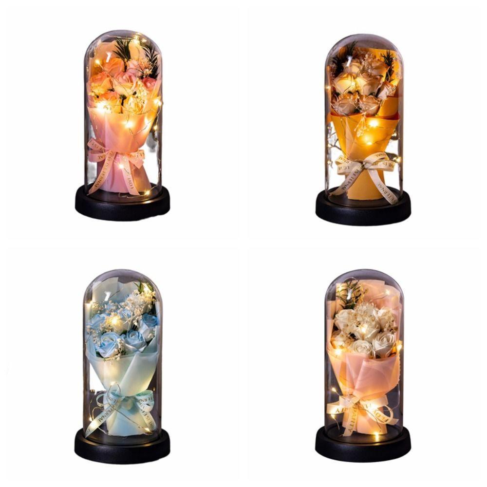 LED Light Rose Eternal Flowers Realistic Simulation Flower Starry Sky Bouquet  Valentine's Day