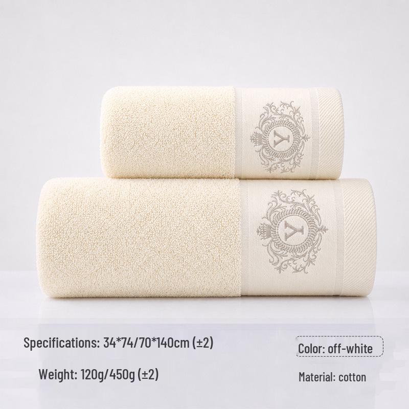 Toalha de Banho e Rosto Bordada de Algodão Puro Espesso - Altamente Absorvente, Perfeita para Uso Doméstico ou Presentes