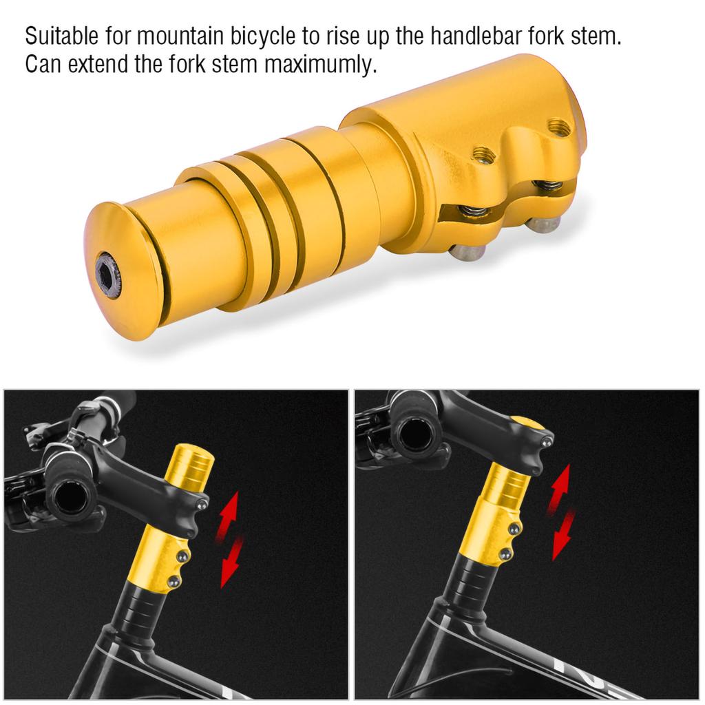Bicycle Mountain Bike Handlebar Fork Stem Riser Rise Up Extender Extension Adaptor Parts (Gold)