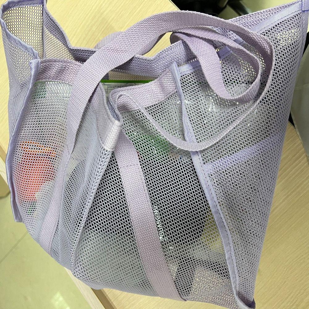 Portable Large Capacity Storage Bag Ultra Light Foldable Beach Bag Mesh Material Travel Organizing Bag Travel