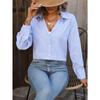 Women's Spring and Autumn Loose Commuter Casual Long-sleeved Pinstripe Shirt