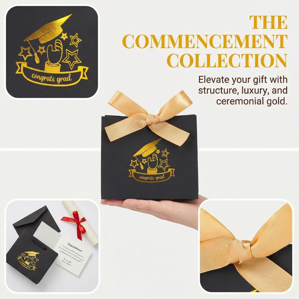 10Pcs Gilded Pattern Graduation Candy Box Black Graduation Gift Box  Party Supplies