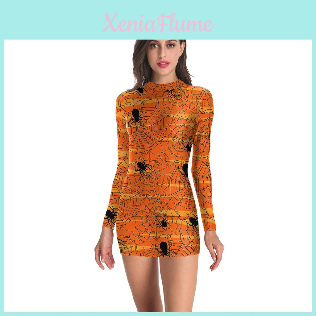 Halloween Nurse Costume Dress With Printed Pattern For Cosplay Parties