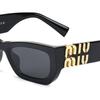 Miu Miu Letter Engraved Irregular Frame Sunglasses Women sunglasses Black 0MU09WS1AB5S053