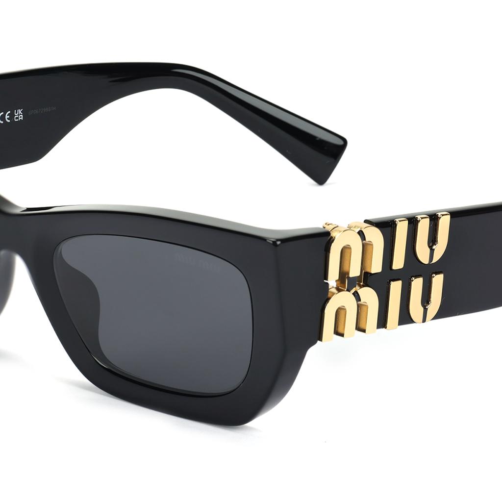 Miu Miu Letter Engraved Irregular Frame Sunglasses Women sunglasses Black 0MU09WS1AB5S053