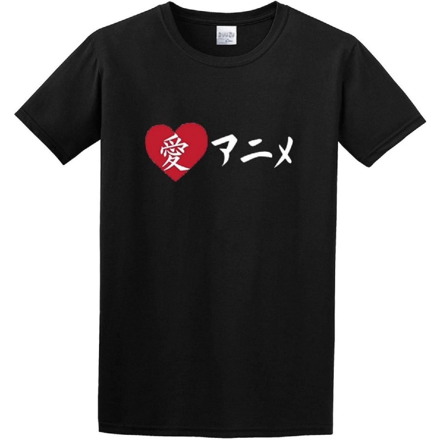 ZHONGWO I Love Anime in Japanese LetteringMens Short Sleeve Shirt S
