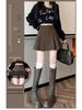 2025 Autumn/Winter Grey Wool Blend High-Waisted Slimming Pleated Skirt