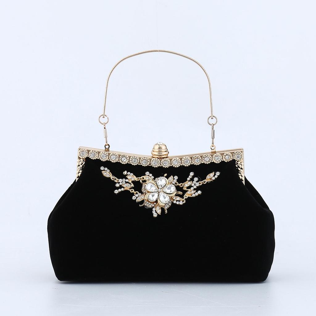 Vintage Sequin Velvet Banquet Clutch: Qipao, Handheld, Shoulder, Crossbody, Hanfu & Evening Gown Bag.
