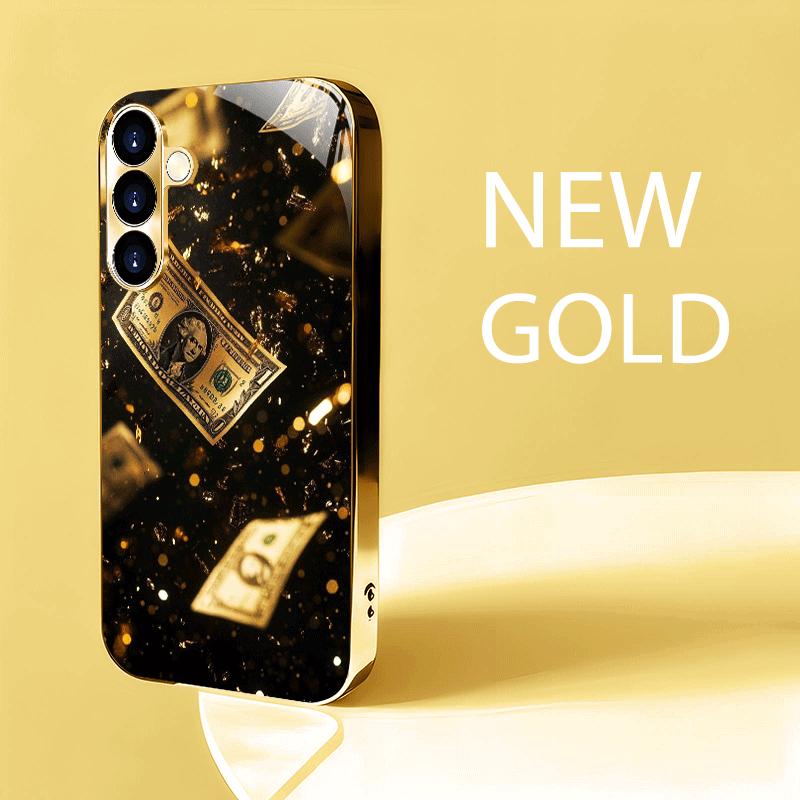 Elegant Banknote High-end PhoneCase Electroplated Glass PhoneCase for Samsung Galaxy S26 S25 S24 S23 S22 S21 FE,Ultra,Plus