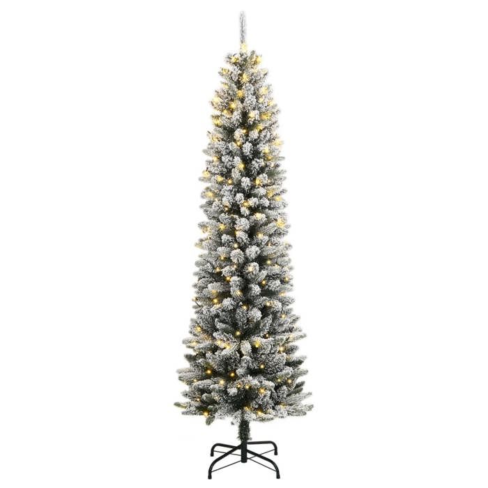 VidaXL Sapin de Noël artificiel 150 LED et neige floquée 150 cm, arbre de Noël, sapin de Noël réaliste, ornement de Noël, 3315769