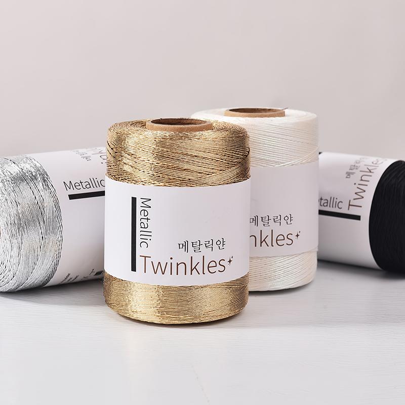 1 Roll, Metallic Twinkle Yarn - 1Mm Thick, Polyester & Rayon Blend, Ideal For Diy Crafts, Crochet, Lace, And Home Decor
