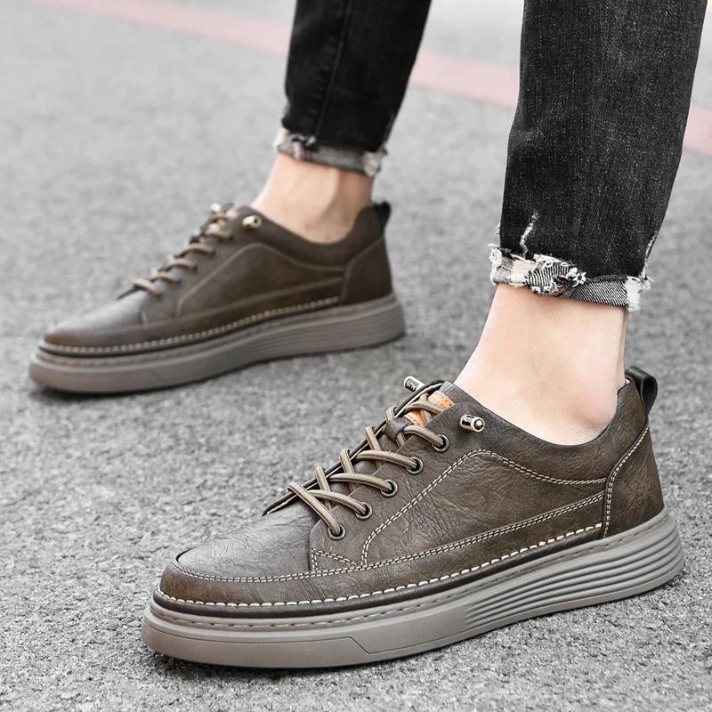 Spring men's high-quality Brown Oxford shoes  Genuine leather casual shoes handmade dress shoes men's large size: 37-47