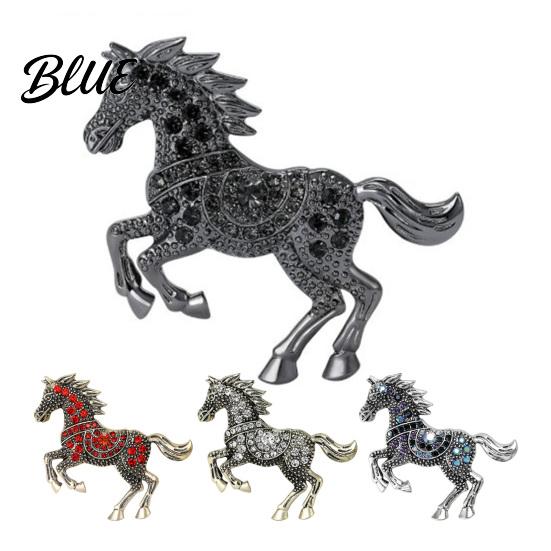 Horse Lover Gift Idea Brooch Retro Style Sparkling Rhinestones Alloy