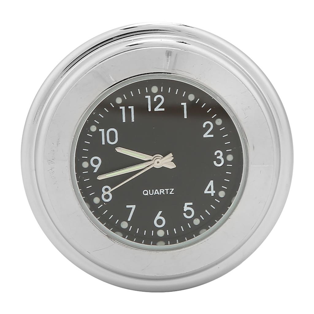 Waterproof Motorcycle Clock Chrome Plating Bike Dial Watch for 7 8in‑1in HandlesBlack Dial