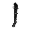 Fashion New High-quality Belt Buckle Cross Strap Over The Knee Boots Sexy Hot Girl Pole Dance 15cm High Heel Motorcycle Boots Size35-48