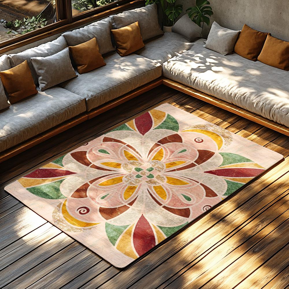 Elegant Persian Carpet Pattern Area Rug Non Slip Doormat Indoor Outdoor Floor Mat Home Decor Living Room Bedroom Entrance Mat