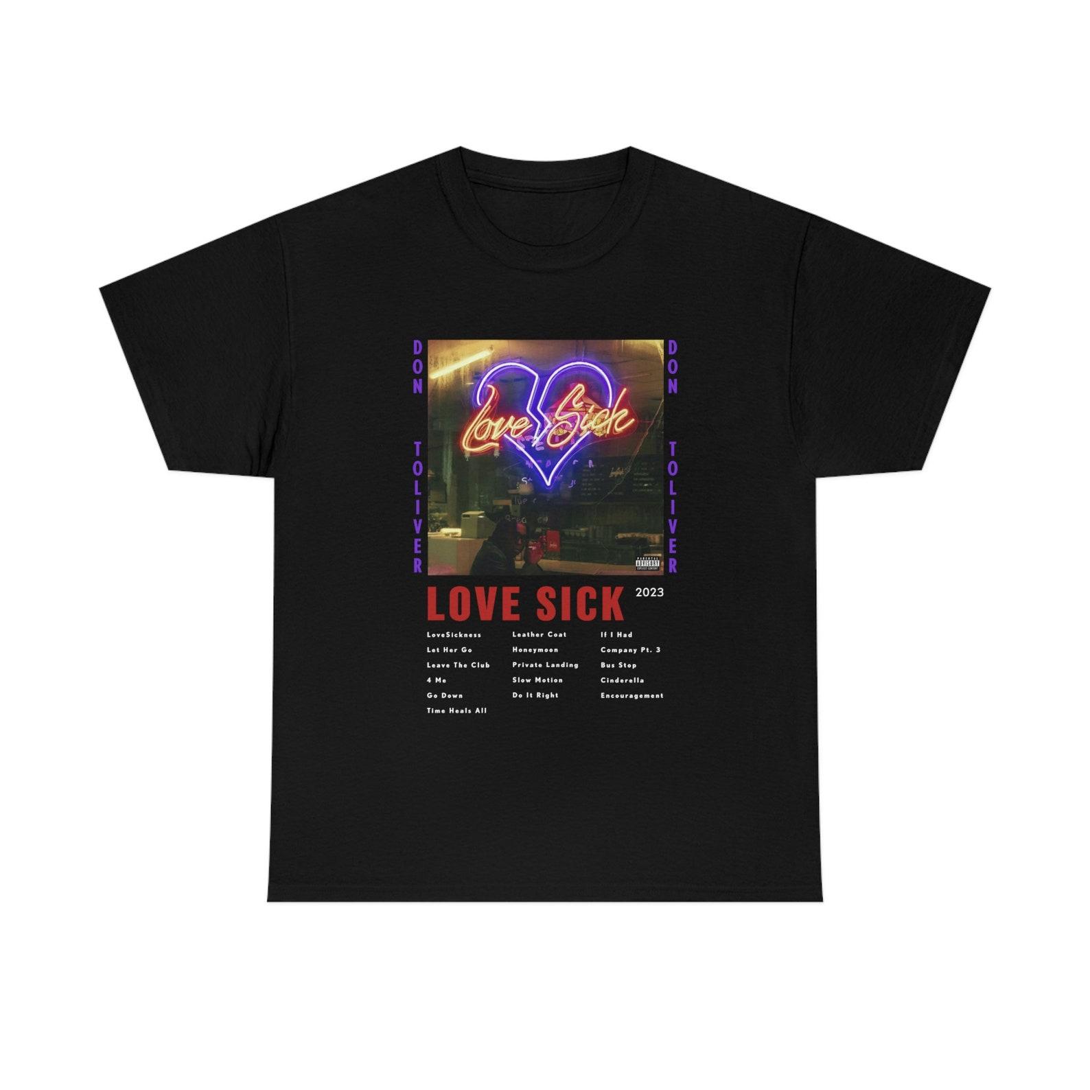 Don Toliver Love Sick T-Shirt | Rap Tee | Short-Sleeve Unisex Black Vintage Style Love Sick Graphic T-Shirt 4XL