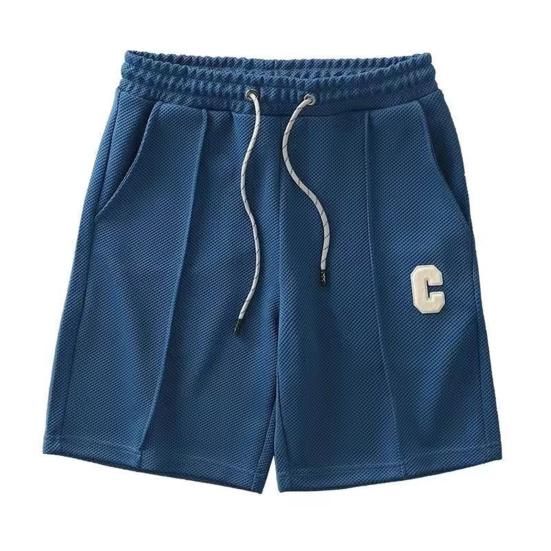 Men Shorts with Waist Drawstring Design Solid Color Loose Fit Quick-Drying Sport Shorts Knee-Length Straight Pants
