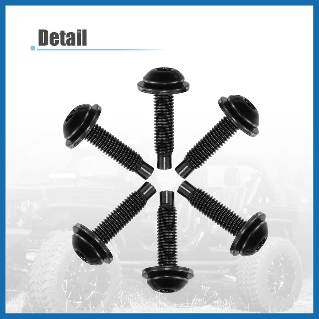 8pcs Hard Top Torx Screws Bolts for Jeep Wrangler JK 2007-2018 Extra Long Automotive Replacement Bolts Stainless Steel Black Item Replacement