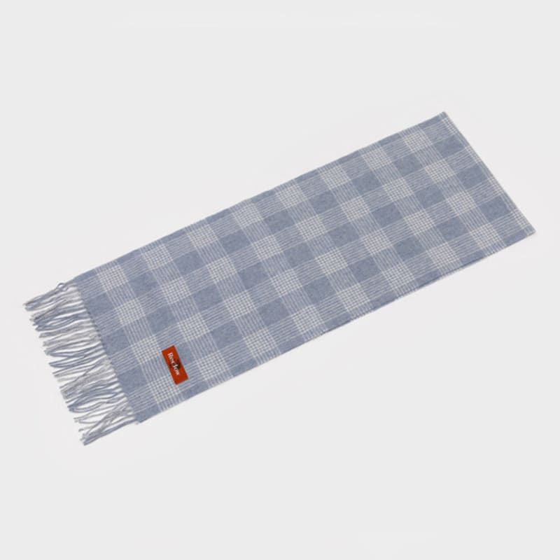 RECLOW RECLOW 2021 100% Wool Check Muffler Gray Blue
