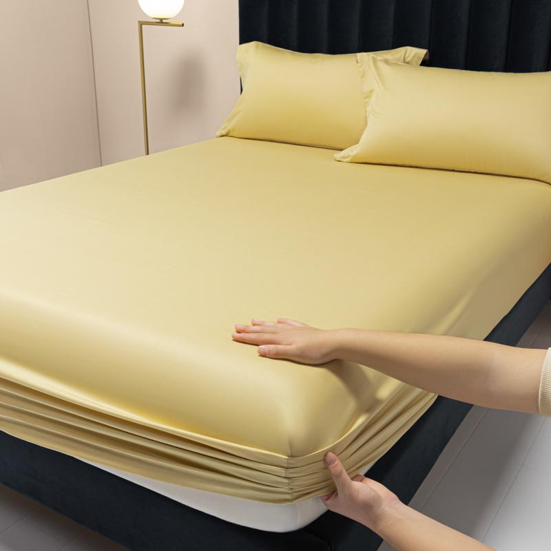 Neues Einzelbettlaken aus doppelsträngiger langstapeliger Baumwolle mit 100 Fäden, einfarbig, leichter Luxus-Matratzenschutzbezug