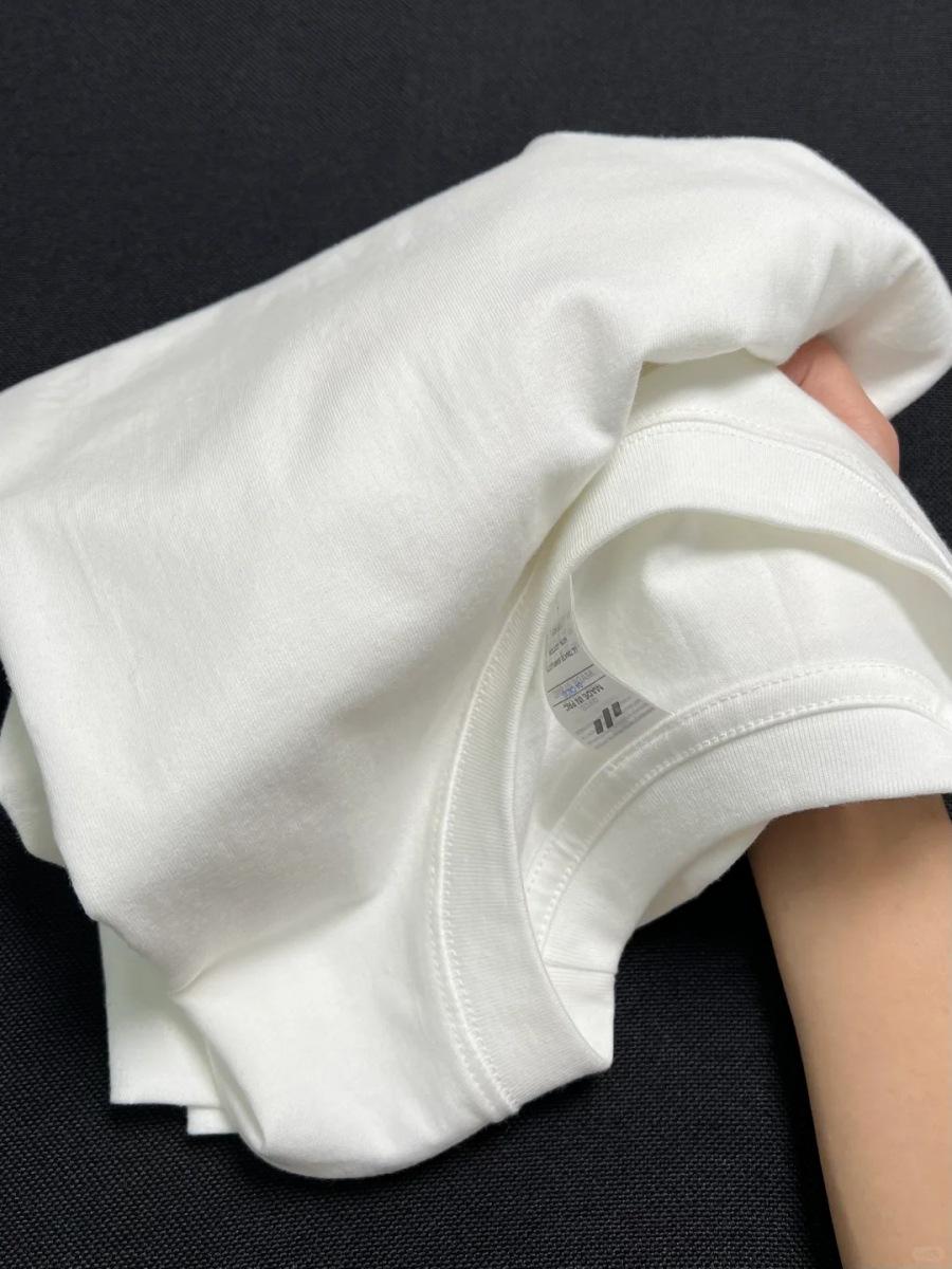 

Женская светло-голубая свободная хлопковая футболка с коротким рукавом - 2025 Лето Универсальный повседневный тонкий топ для поездок на работу 3XL белый