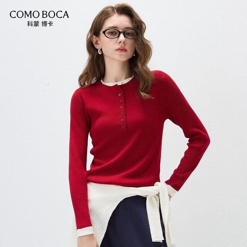 Women s Slim Fit Wool Blend Knitted Long Sleeve Fake Two-Piece Top M