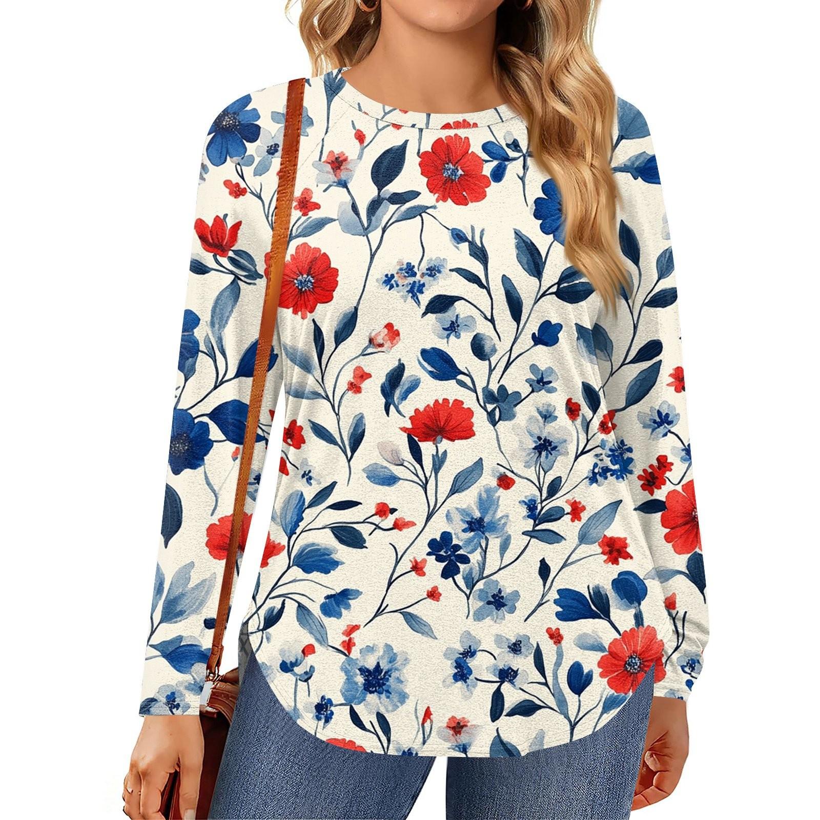 

Женские топы больших размеров, рубашки с длинным рукавом, туника с круглым вырезом, повседневная свободная блузка L-5X XXXXL синий