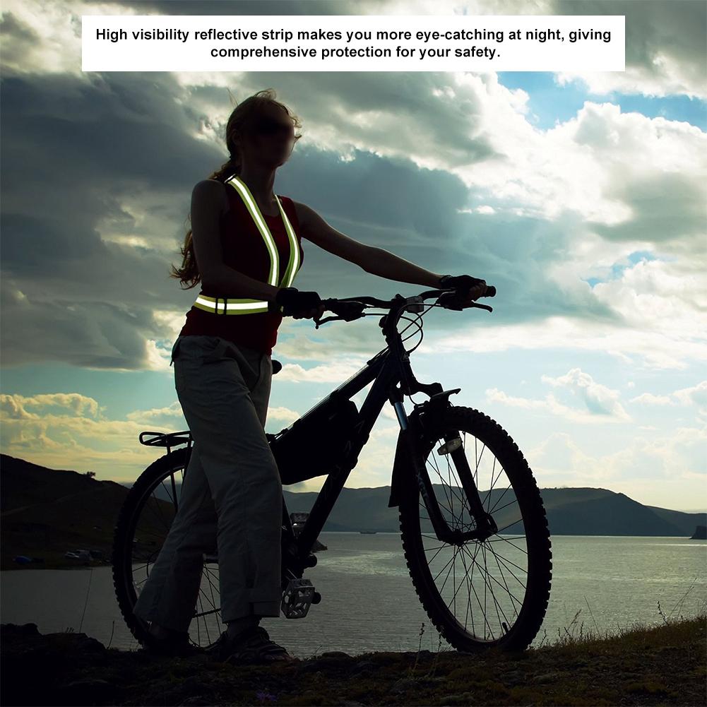 High Visibility Elastic Reflective Vest Belt Fluorescent Green Safety Strap for Night Running Cycling Construction