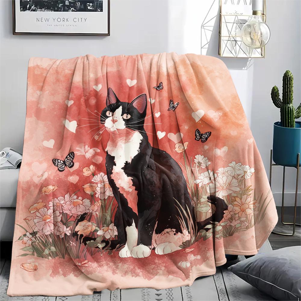 Beautiful Calico Cat,pattern Flannel Blanket, High Quality Comfortable for All Seasons, Home Decor, Warmth and Comfort, Perfect for Gifts.