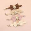Retro Waffle Pattern Pet Collar with Pearl Pendant