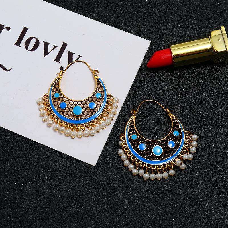 Bohemian Style Multicolor Glass & Rice Bead Statement Earrings