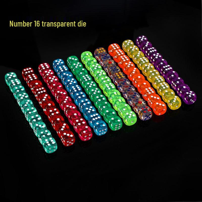 

16-Sided Transparent Crystal Dice with Colored Pips for KTV Bar and Cross-Border Trade Transparent Purple