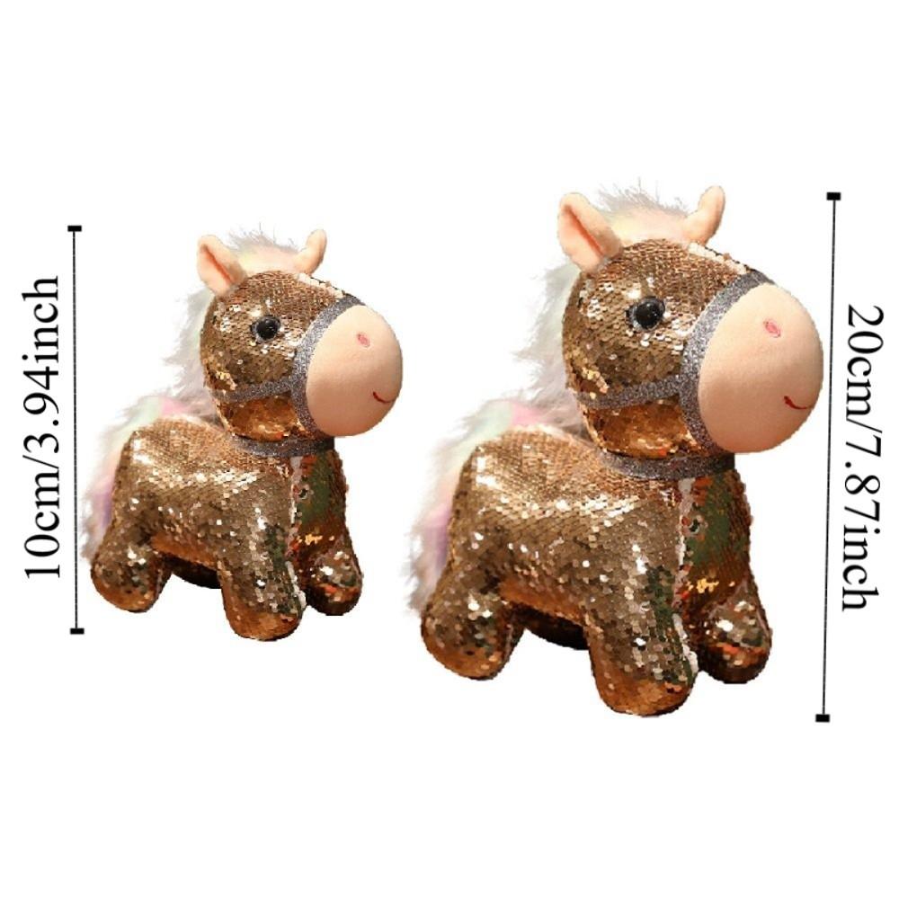 Colorful Sequined Horse Plush Doll Creative Cartoon Steed Doll Zodiac Pony Figurine  Festive Decor