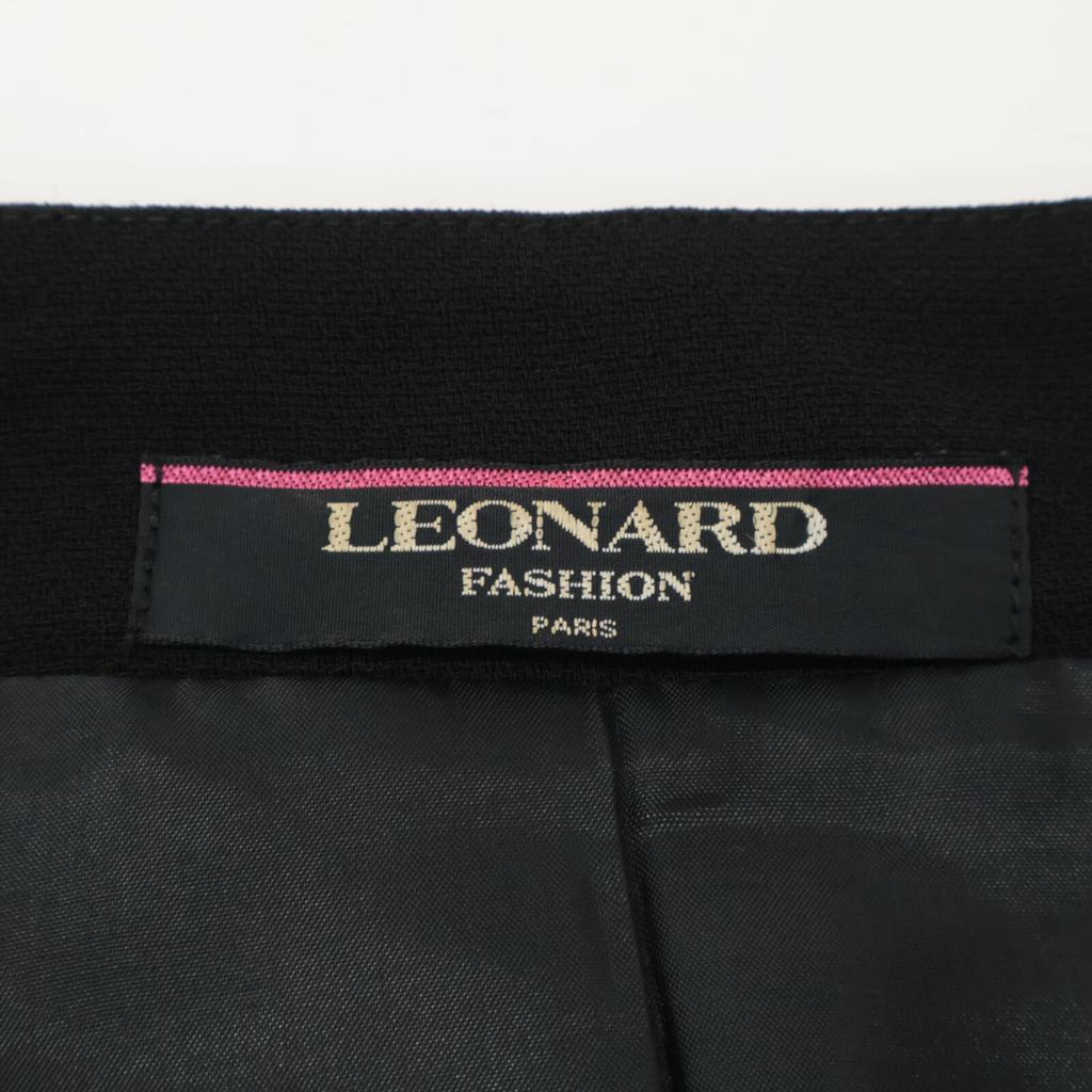 LEONARD Black wool and silk collarless coat coat 11AR Black WhiteUsed