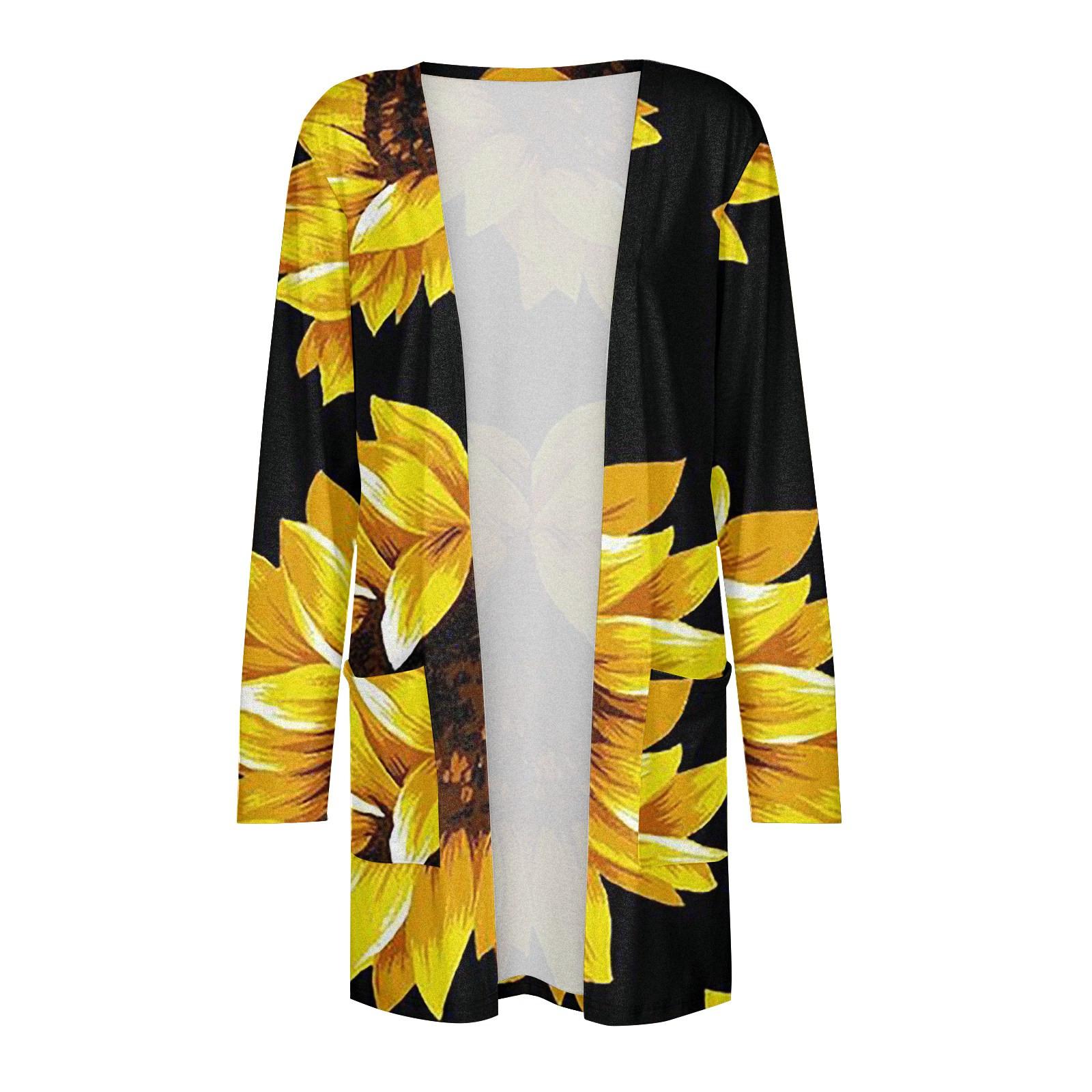 Женская мода Свободный повседневный карманный однотонный кардиган с длинными рукавами — фото 4