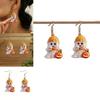 Cartoon Themed Halloween Ghost Milk Tea Pumpkin Pattern Women Acrylic Earrings