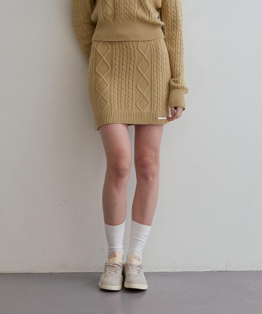 Odier Cable Mini Skirt - Beige